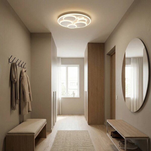 FISCHER & HONSEL Plafoniera a LED Dots, dimmerabile, Bianco / Opale, Soggiorno / Sala da pranzo, Metallo, Moderno, Plafoniera LED