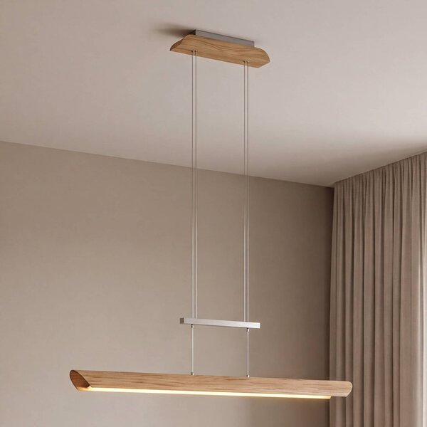 Elobra Lampada a sospensione Colombia, dimmerabile, Legno chiaro, Soggiorno / Sala da pranzo, Legno, Moderno, Lampada a sospensione