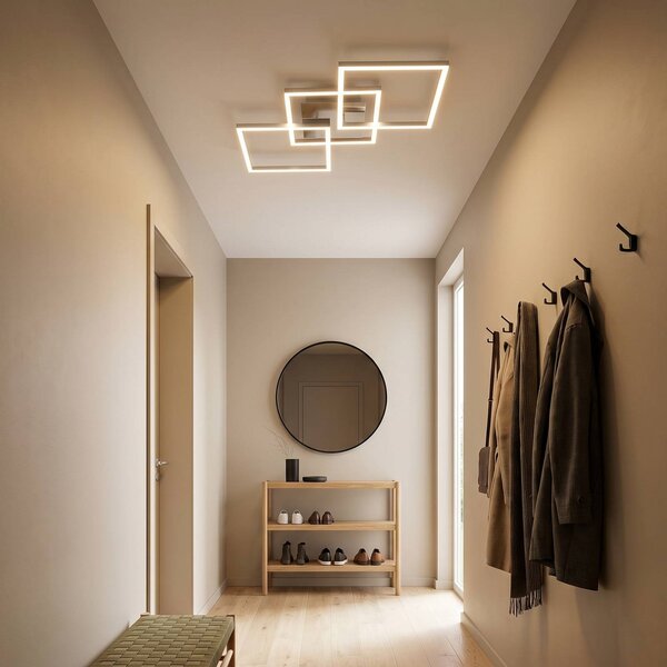 Briloner Plafoniera a LED Frame, dimmerabile, Alluminio / Grigio / Zincato, Soggiorno / Sala da pranzo, Metallo, Moderno, Plafoniera LED