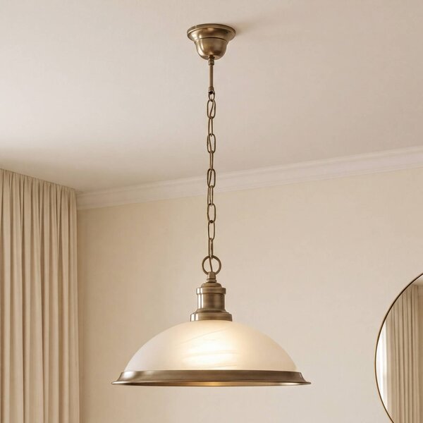 Searchlight Lampada a sospensione in vetro Bistro, dimmerabile, Bronzo / Ottone antico, Soggiorno / Sala da pranzo, Metallo, Antico, Lampada a sospensione