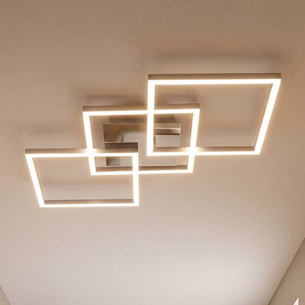 Briloner Plafoniera a LED Frame, dimmerabile, Alluminio / Grigio / Zincato, Soggiorno / Sala da pranzo, Metallo, Moderno, Plafoniera LED