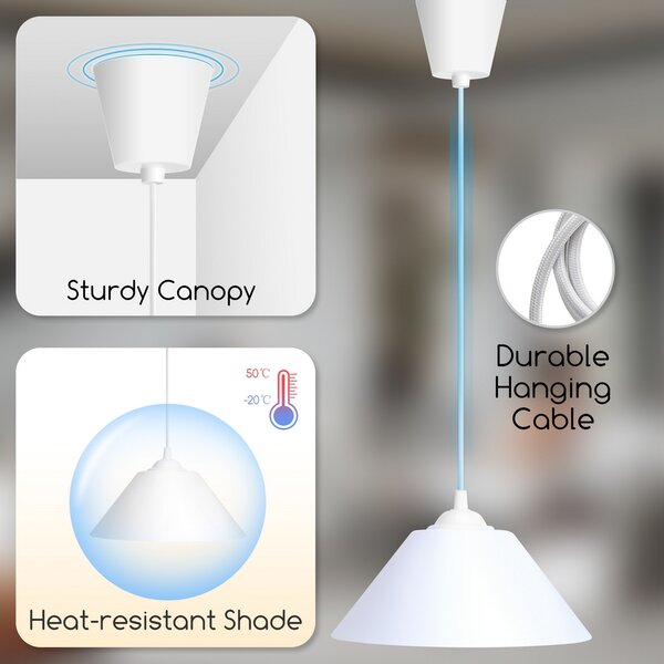 Lampadario da soffitto Pendant Cono Bianco 1 x E27 Aigostar