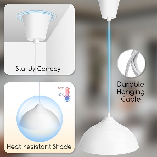 Lampadario da soffitto Pendant Tondo Bianco 1 x E27 Aigostar