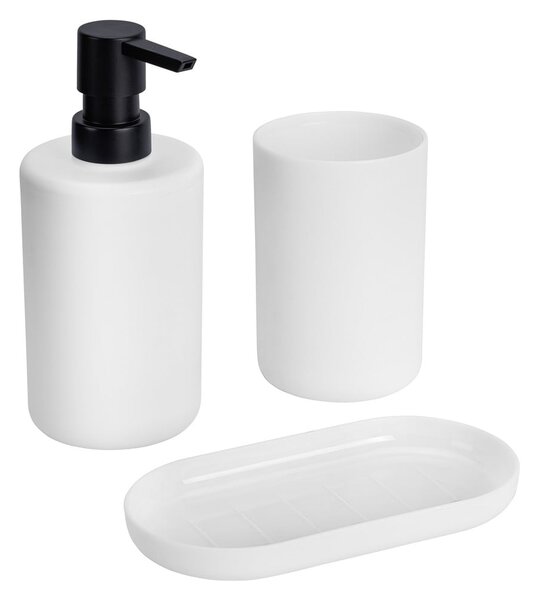 Set di accessori per il bagno bianco opaco in plastica Fano – Allstar