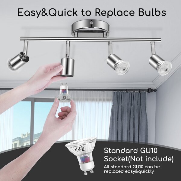 Lampadario da soffitto Quadriade Argento 4 x GU10 orientabili Aigostar