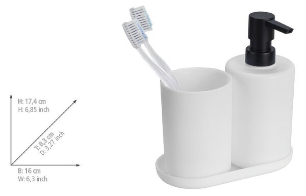 Set di accessori per il bagno bianco opaco in plastica Fano – Allstar