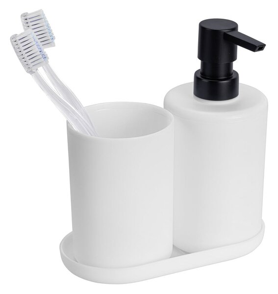 Set di accessori per il bagno bianco opaco in plastica Fano – Allstar