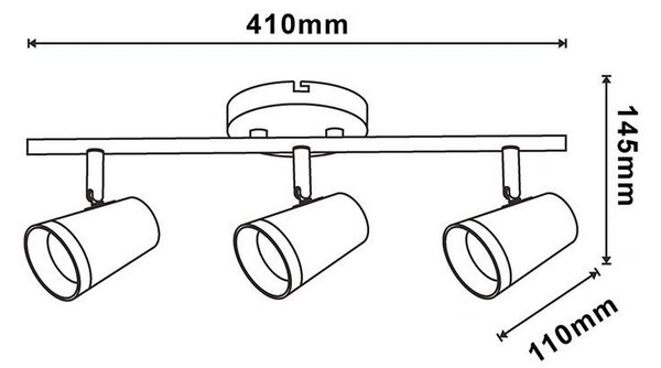 Lampadario da soffitto 3 faretti Bianco 3 x GU10 orientabili M LEDME