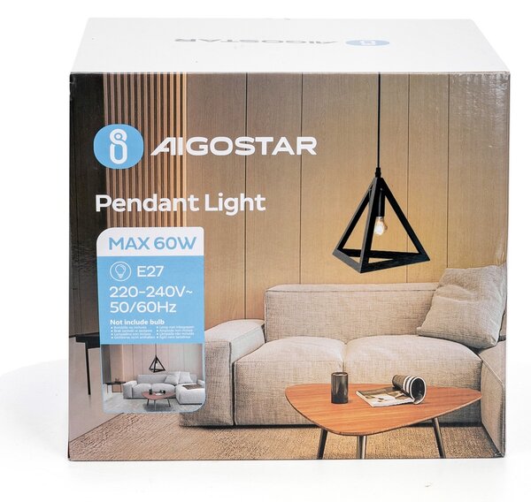 Lampadario da soffitto Frame Nero 1 x E27 Aigostar