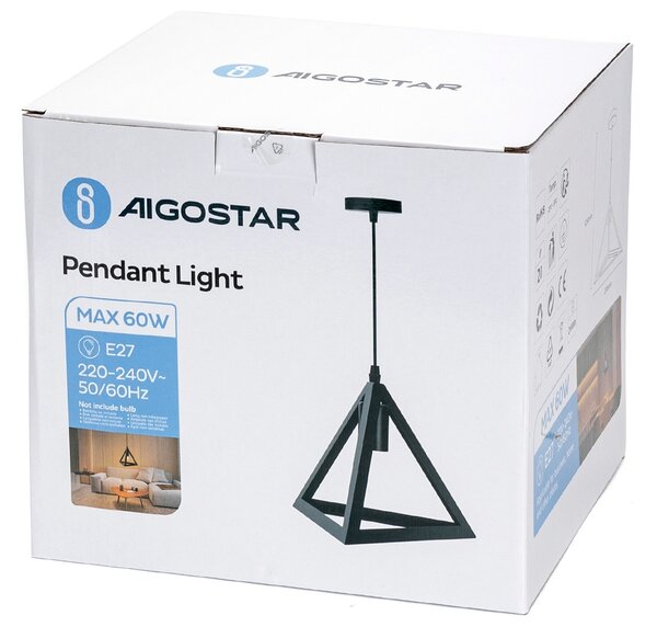 Lampadario da soffitto Frame Nero 1 x E27 Aigostar