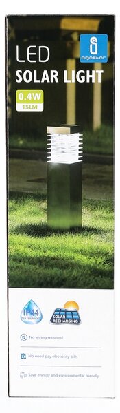 Lampioncino segnapassi Led Dwarf 0,4W Argento con pannello solare IP44 Bianco freddo 6500K con sensore crepuscolare Aigostar