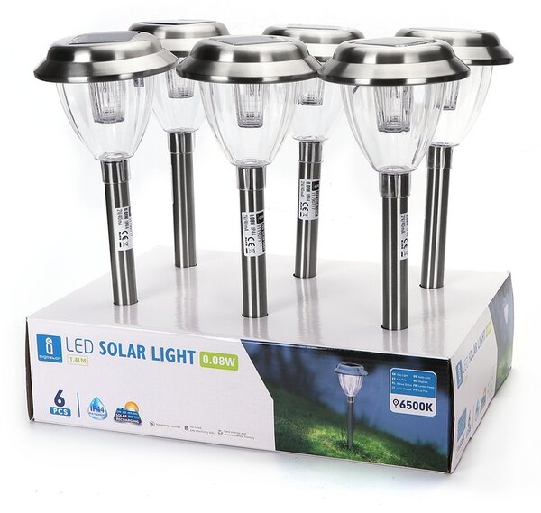 Lampioncino segnapassi Led King 0,08W Argento con pannello solare IP44 Bianco freddo 6500K con sensore crepuscolare Aigostar