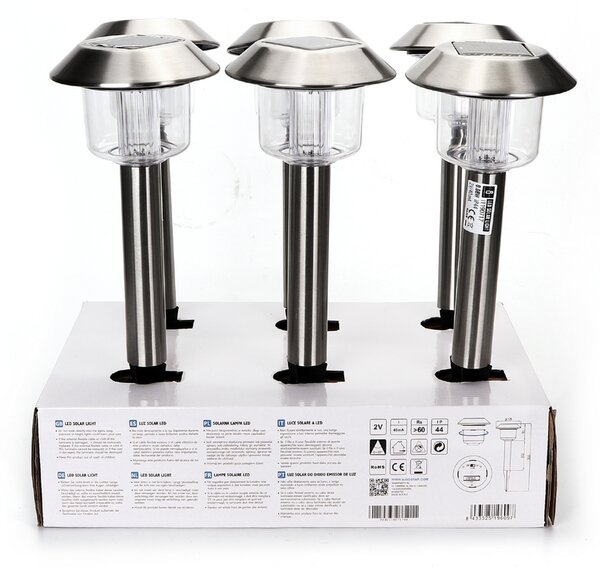 Lampioncino segnapassi Led Bshop 0,08W Argento con pannello solare IP44 Bianco freddo 6500K con sensore crepuscolare Aigostar