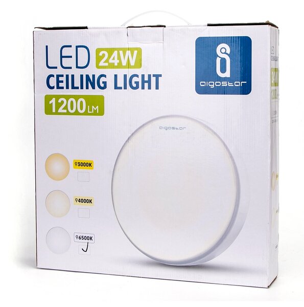Plafoniera Led 24W Cornice bianca rotonda Bianco freddo 6500K Aigostar