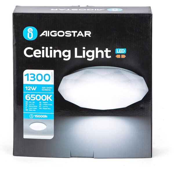 Plafoniera Led 12W Bianca Diamante Bianco freddo 6500K Aigostar