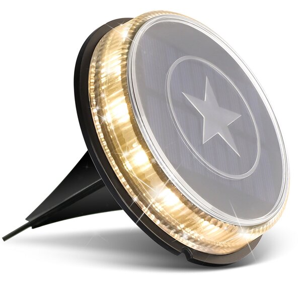 Faretto segnapassi Led 0,6W Argento con pannello solare IP66 Bianco caldo 3200K con sensore crepuscolare e di movimento Aigostar