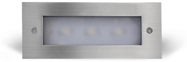 Segnapasso Led Argento 3W da incasso a parete Rettangolare IP65 Bianco caldo 3000K Wisdom