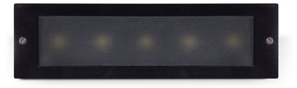 Segnapasso Led Nero 5W da incasso a parete Rettangolare IP65 Bianco caldo 3000K Wisdom