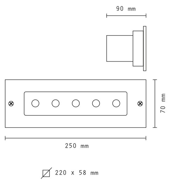 Segnapasso Led Nero 5W da incasso a parete Rettangolare IP65 Bianco caldo 3000K Wisdom