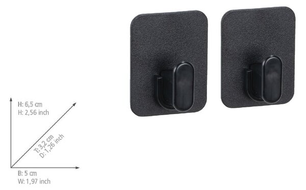 Set di ganci senza foratura neri in plastica 2 pz Parma – Allstar