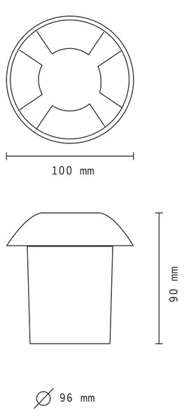 Segnapasso calpestabile Led 5W da incasso Rotondo Quadrupla emissione Nero IP65 Bianco freddo 6000K Wisdom