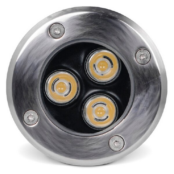 Segnapasso carrabile Led 3W da incasso Rotondo Argento satinato IP65 Bianco caldo 3000K Wisdom