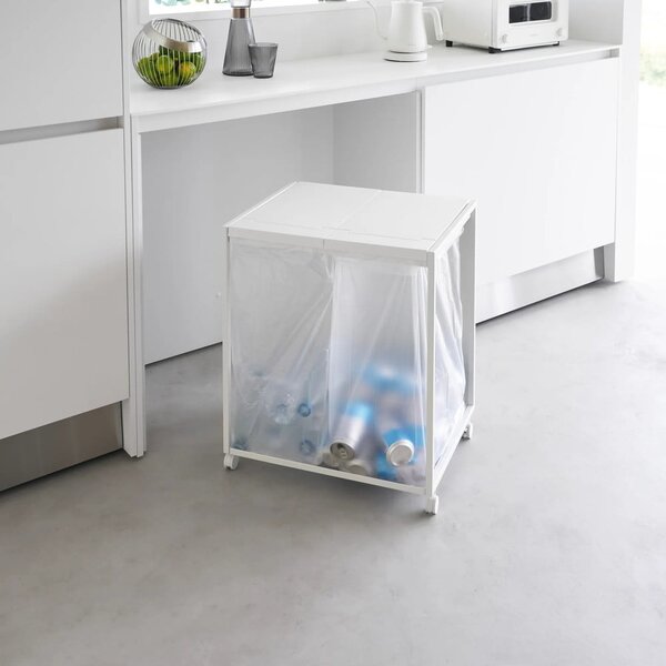 Bidone bianco in metallo per rifiuti differenziati Tower - YAMAZAKI