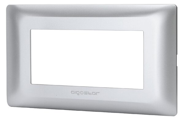 Placca 4 moduli 504 in plastica argento compatibile anche con BTicino Matix