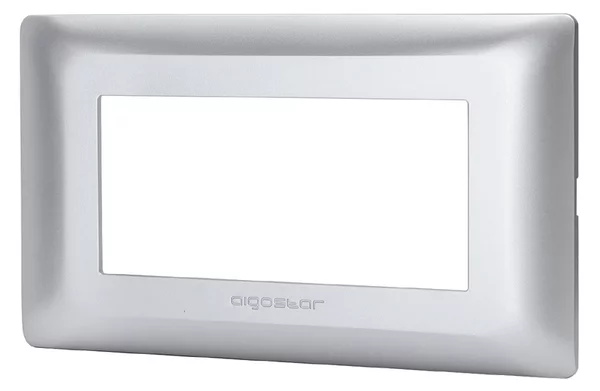 Placca 4 moduli 504 in plastica argento compatibile anche con BTicino Matix