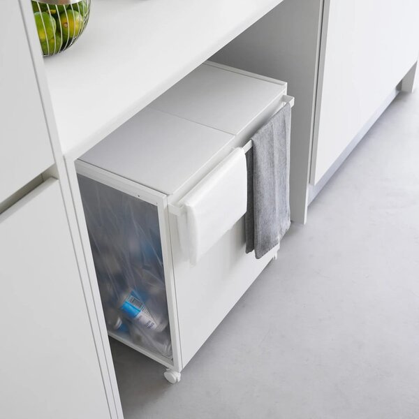 Bidone bianco in metallo per rifiuti differenziati Tower - YAMAZAKI