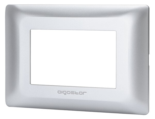 Placca 3 moduli 503 in plastica argento compatibile anche con BTicino Matix