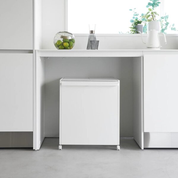 Bidone bianco in metallo per rifiuti differenziati Tower - YAMAZAKI