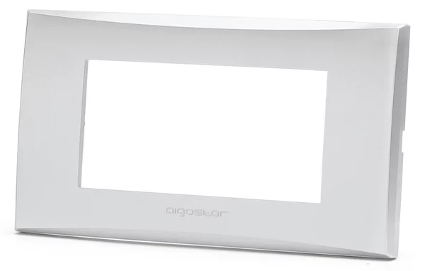 Placca 4 moduli 504 in plastica argento compatibile anche con Vimar Plana