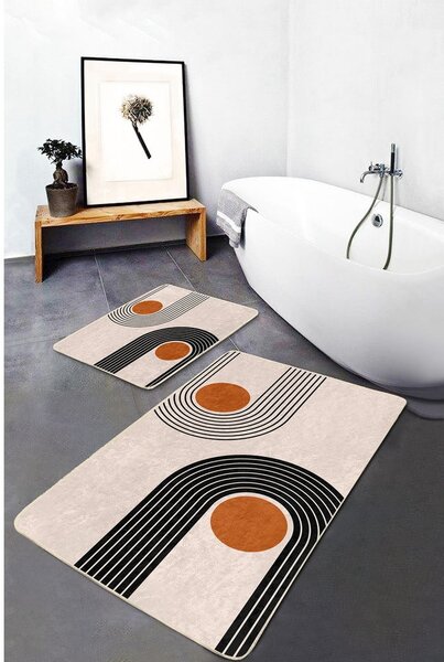 Set di tappetini per il bagno in velluto beige 2 pz 60x100 cm Dot Arch – Mila Home