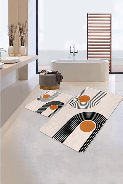 Set di tappetini per il bagno in velluto beige 2 pz 60x100 cm Dot Arch – Mila Home