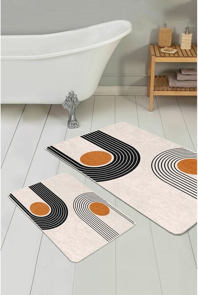 Set di tappetini per il bagno in velluto beige 2 pz 60x100 cm Dot Arch – Mila Home