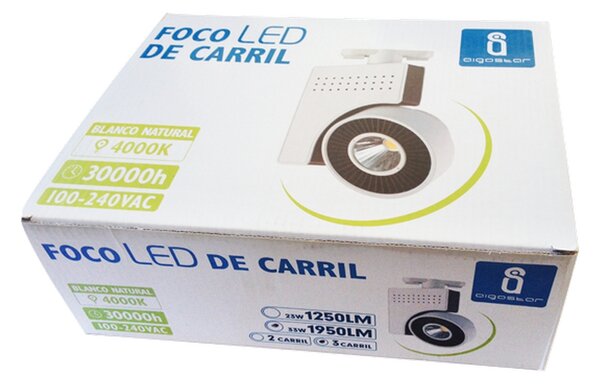 Faretto Led da binario Owl 23W bianco orientabile monofase Bianco neutro 4000K Aigostar