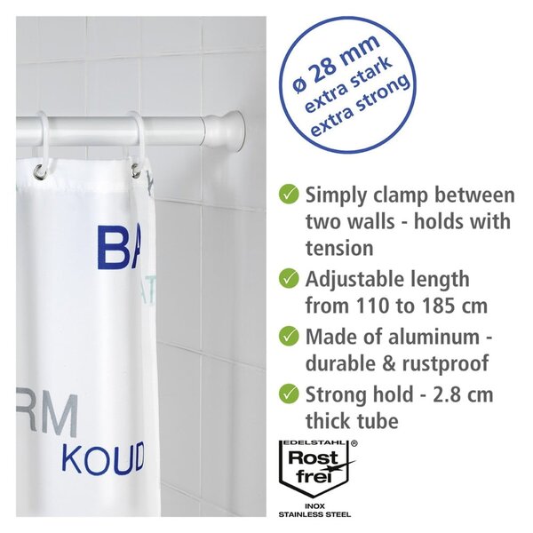 Asta per tenda da doccia color argento lucido 110 - 185 cm – Wenko