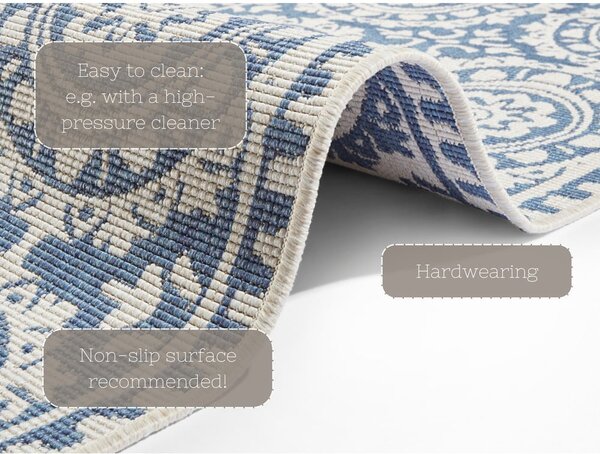 Tappeto da esterno blu e crema , 80 x 250 cm Jardin - NORTHRUGS
