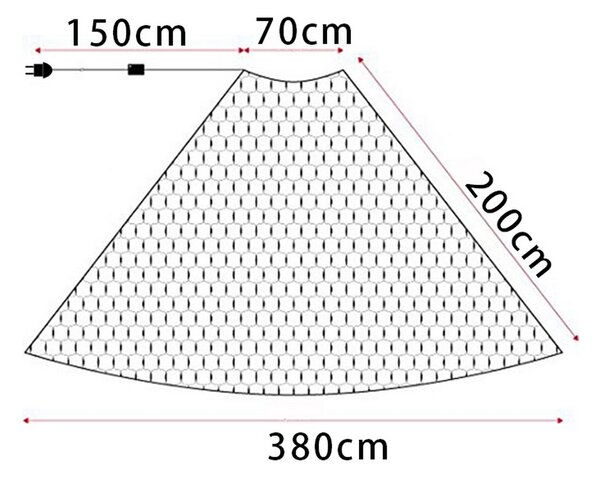Mantello a rete di luci per Albero di Natale da 180cm a 210cm 198 Led Bianco Freddo Wisdom