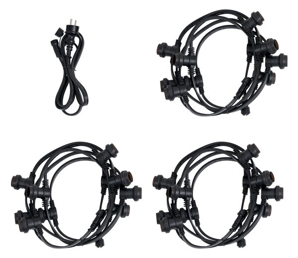 Catena luminosa collegabile nera con spina 14m 30 luci IP64 - Lubber
