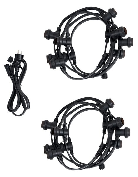 Catena luminosa nera collegabile con spina 10m 20 luci IP64 - Lubber
