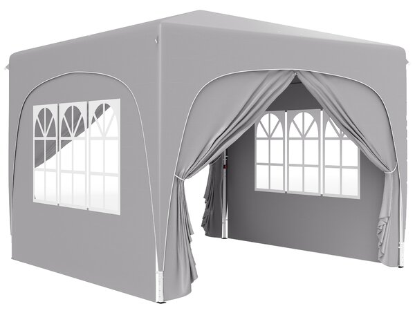 Outsunny Gazebo da Giardino 3x3m Pieghevole con Altezza Regolabile, Protezione UPF50+ e Borsa, Grigio Chiaro