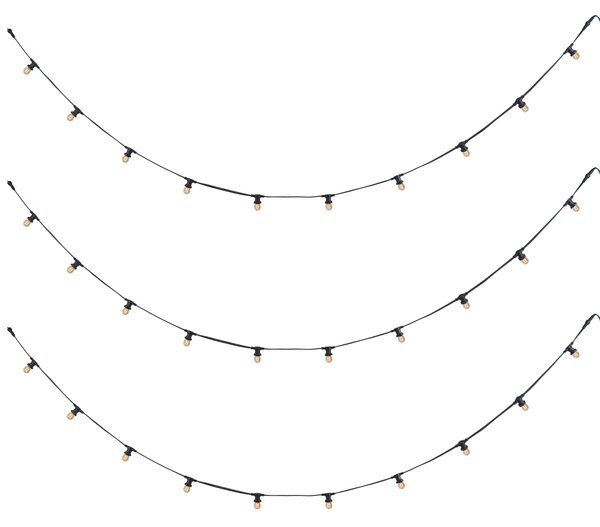 Catena luminosa collegabile nera con spina 14m incl. E27 P45 30 luci IP64 - Lubber