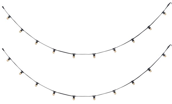 Catena luminosa collegabile nera con spina 10m, incl. 20 luci E27 P45, IP64 - Lubber