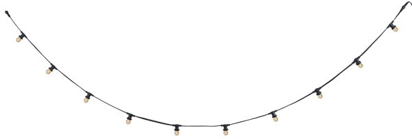 Catena luminosa nera collegabile con spina, 6m, 10 luci E27, IP64 - Lubber