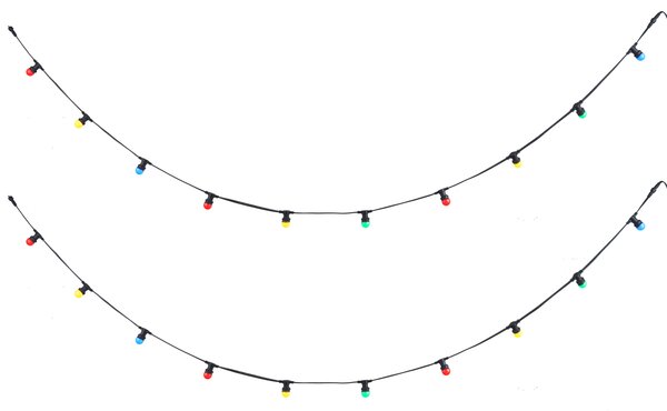 Catena luminosa nera collegabile 10m con spina, 20 luci E27, IP64 - LUBBER