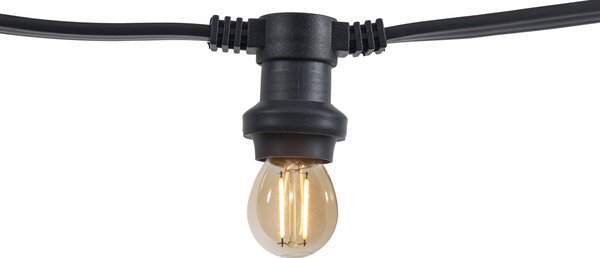 Catena luminosa collegabile nera con spina 10m, incl. 20 luci E27 P45, IP64 - Lubber