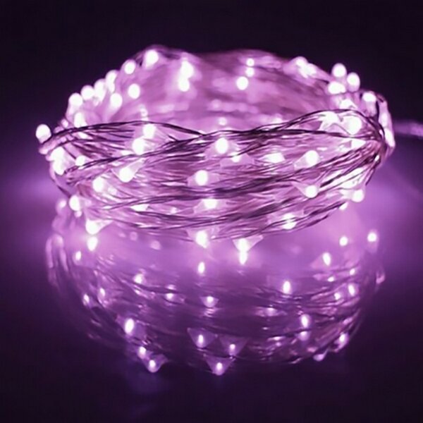 Stringa 2 metri da 20 Microled Rosa a batteria Wisdom