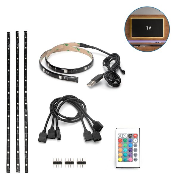 Striscia Led USB 5V retroilluminazione per TV 2,5W SMD 5050 4x50cm IP65 RGB Aigostar